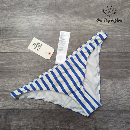 Billabong Blue By U Tropic Bikini Bottom Blue Stripe Medium Coverage NWT Size L