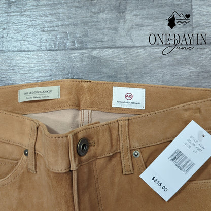AG Adriano Goldschmied The Legging Ankle Lamb Leather Skinny NWT $215 Size 4 (27