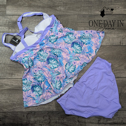 Aidonger Tropical Tankini Swimsuit Size L