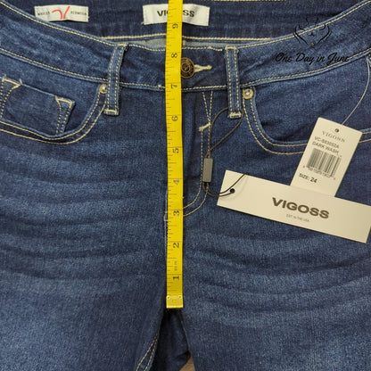 Vigoss Marley Bermuda Denim Shorts Dark Wash Cuffed NWT Size 24 (0)