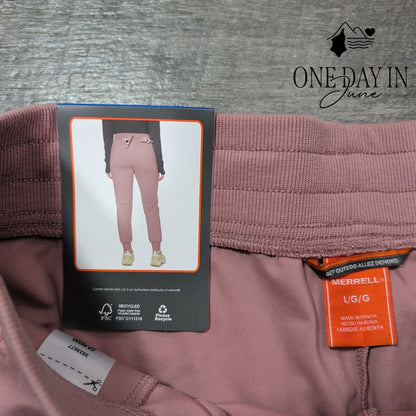 Merrell Active Jogger Pants Pink Drawstring Athletic Lounge NWT Size L