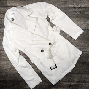 HAVE Los Angeles Belted Trench Jacket White Double Breasted Size S