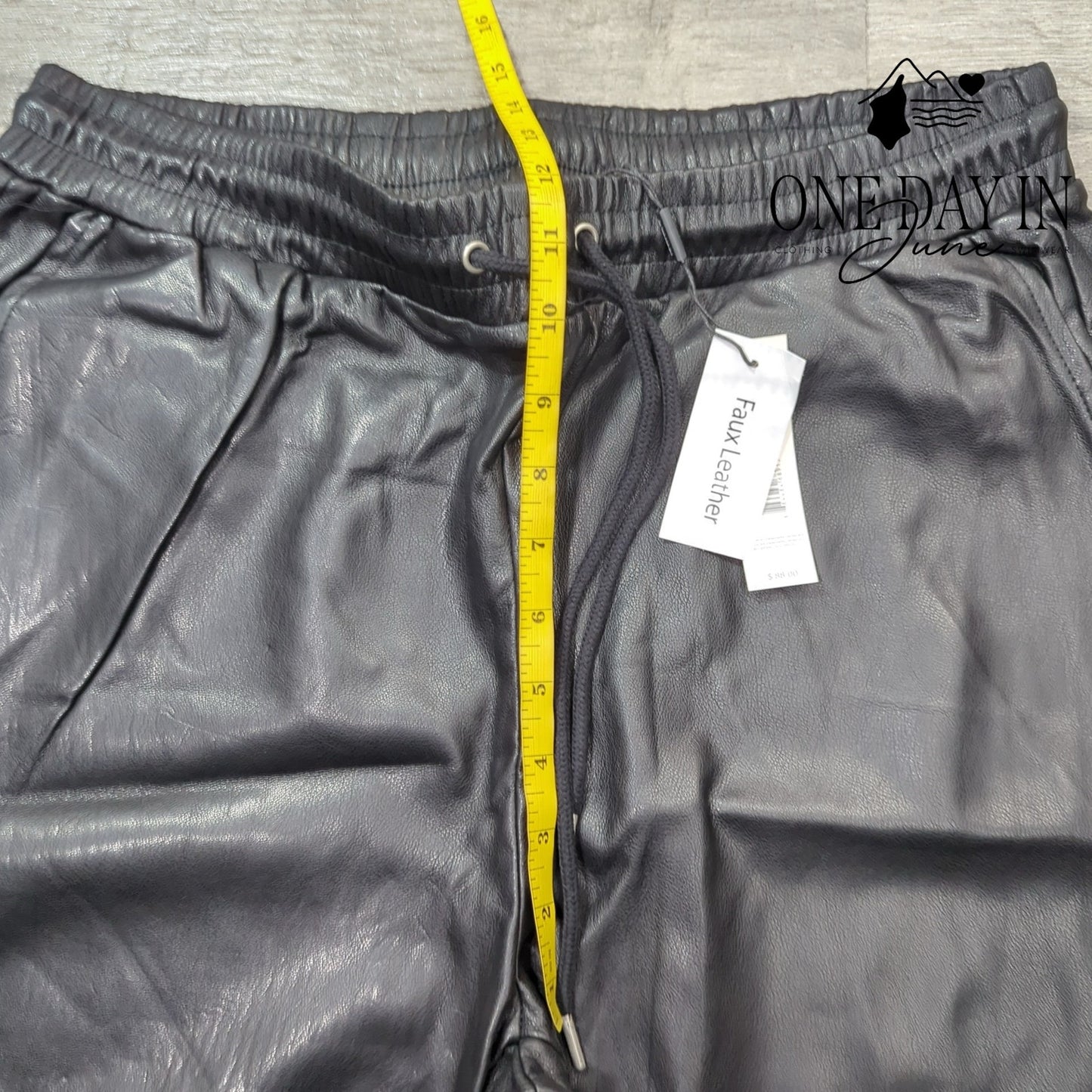 Tahari Faux Leather Drawstring Jogger Pants Size L