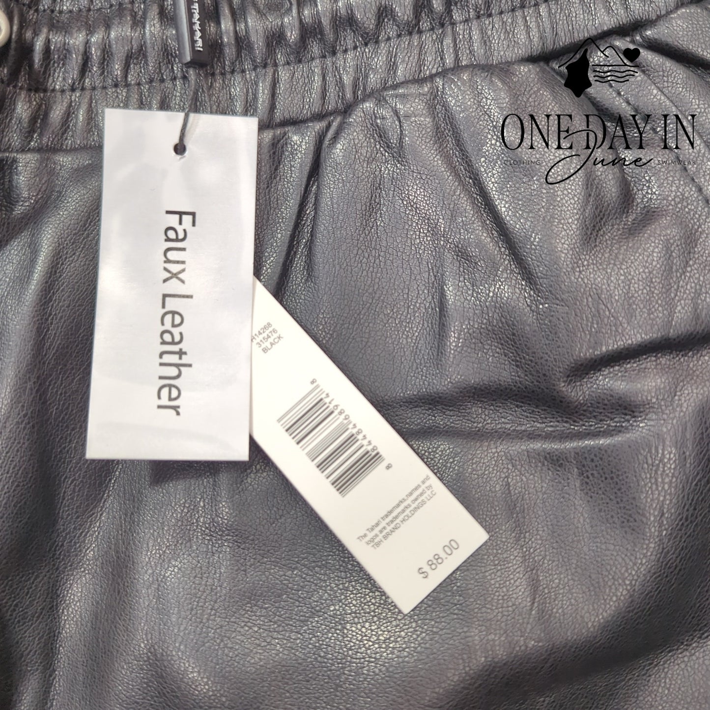 Tahari Faux Leather Drawstring Jogger Pants Size M