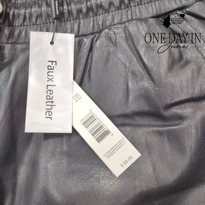 Tahari Faux Leather Drawstring Jogger Pants Size M