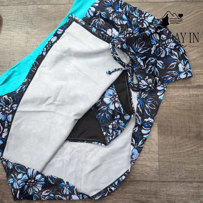 Yonique Skirted Tankini Swimsuit Size M