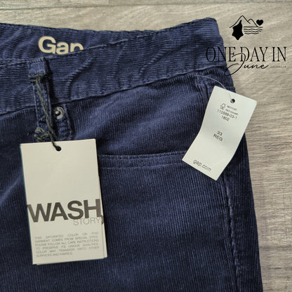 Gap Perfect Boot Corduroy Pants Navy Blue Bootcut NWT Size 16 (33)