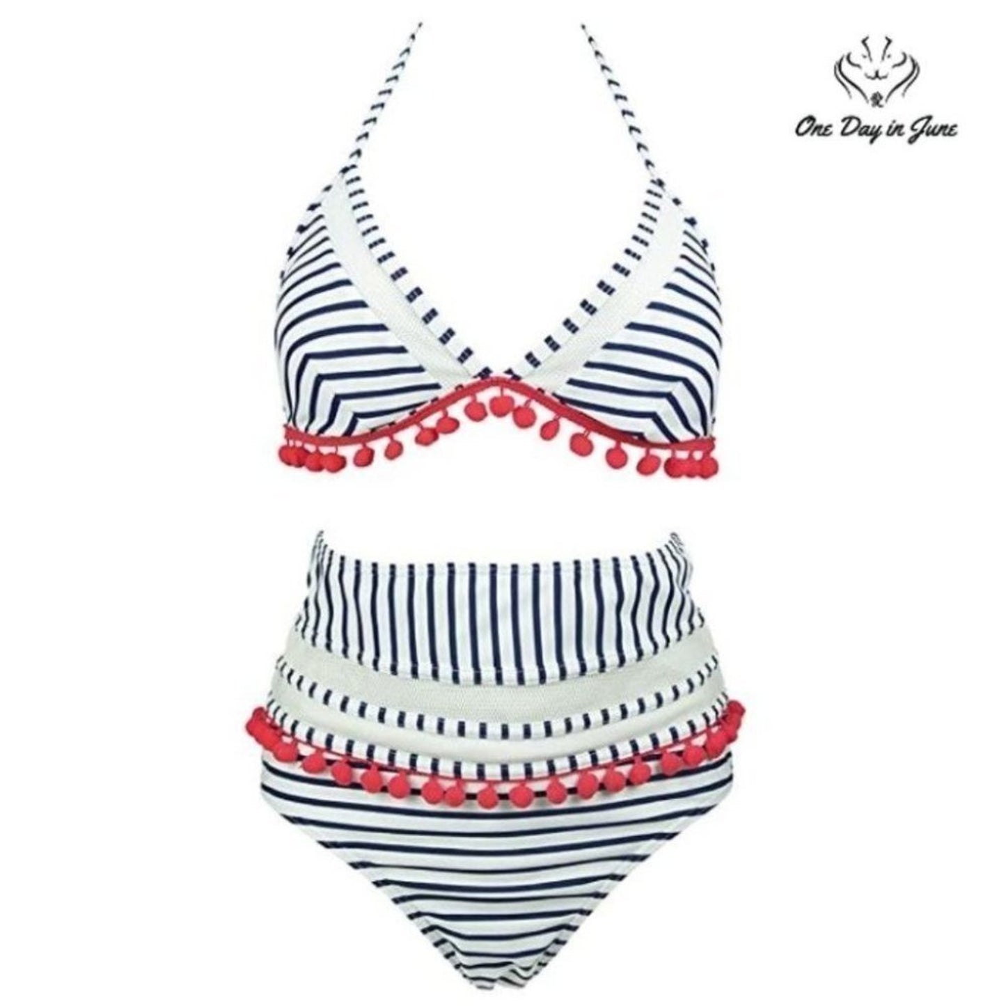 Moshengqi High Waist Tassel Bikini Size M