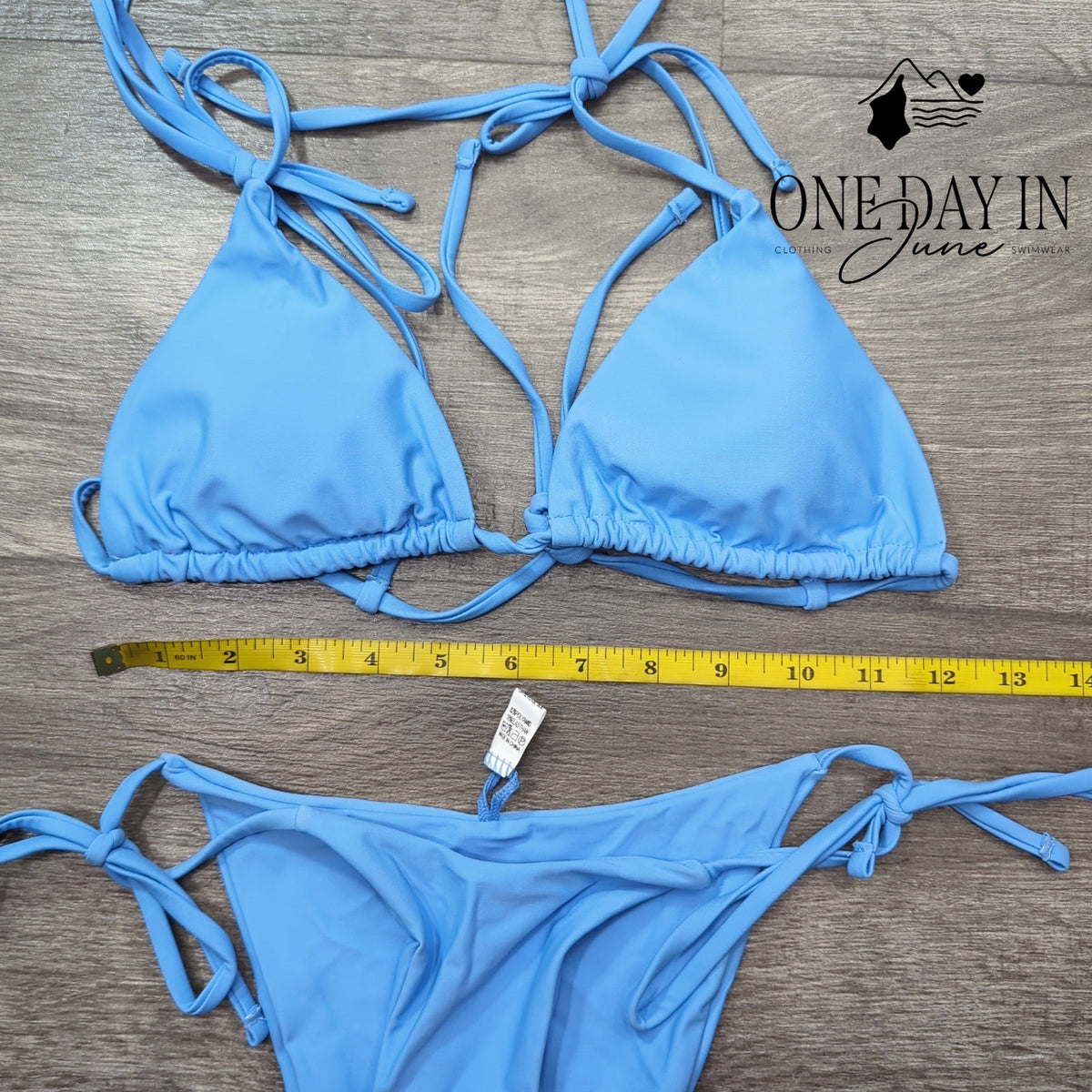 Adisputent Triangle Bikini Swimsuit Blue Adjustable Tie Side 2 Piece Size XS