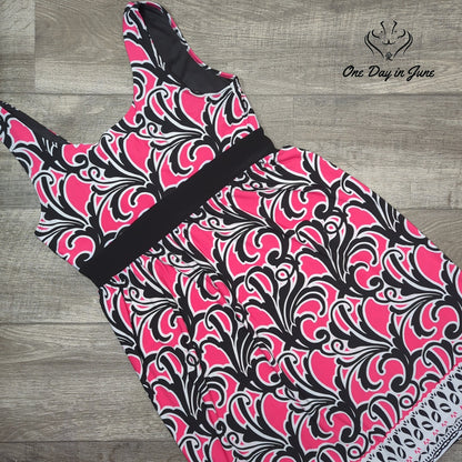 Cato Sleeveless Empire Waist Dress Pink Black White Print NWT Size L