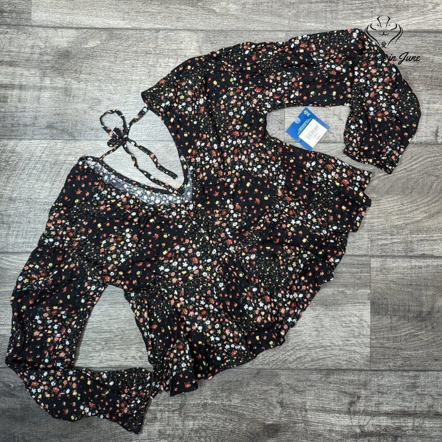 Arizona Jean Co. Black Patch Long Sleeve Blouse Size XS