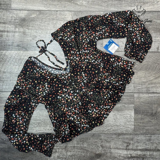 Arizona Jean Co. Black Patch Long Sleeve Blouse Size XS