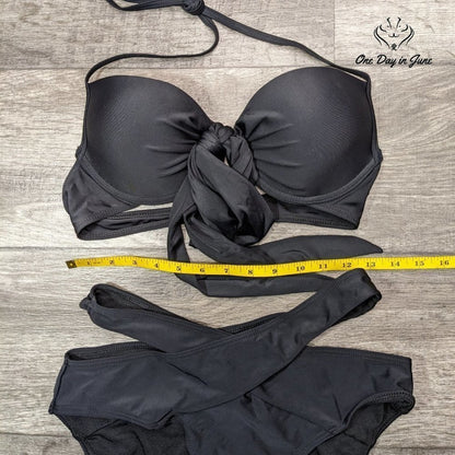 ODIJ Tie Knot Push Up Top Crisscross Bottom Bikini Swimsuit Size M