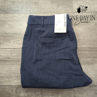 Nine West Barely Bootcut Mid Rise Dress Pants Heather Navy NWT Size 18