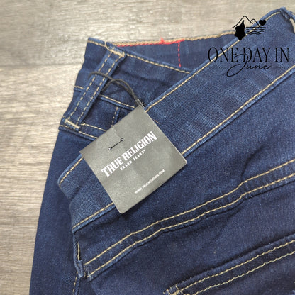 True Religion Joey Crystal Flap Flare Jeans Dark Wash NWT $184 Size 8 (29)