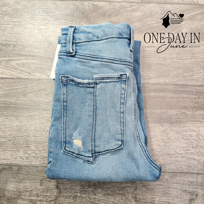 Good American Good Legs Straight Jeans Blue449 Raw Hem NWT $139 Size 6 (28)