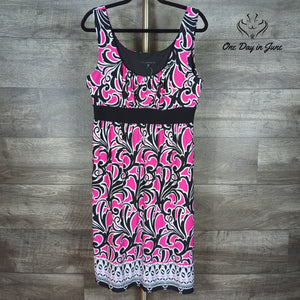 Cato Sleeveless Empire Waist Dress Pink Black White Print NWT Size L