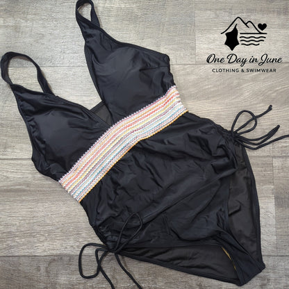 Charmleaks V Neck One Piece Swimsuit Size L
