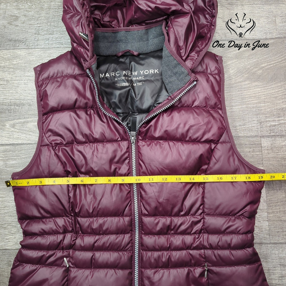 Marc New York Andrew Marc Hooded Puffer Vest Burgundy Lightweight Women's Size M