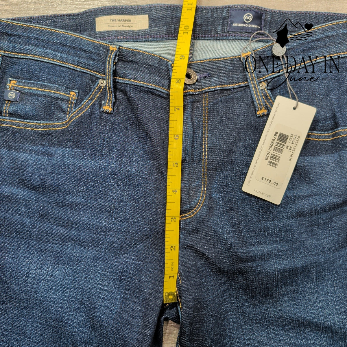 AG Adriano Goldschmied The Harper Essential Straight Jeans Dark NWT $172 Size 6