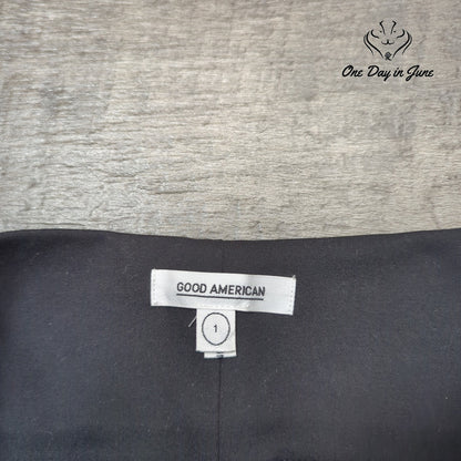 Good American The Boss Skinny Ankle Pants Black Ponte Side Zip Size 1