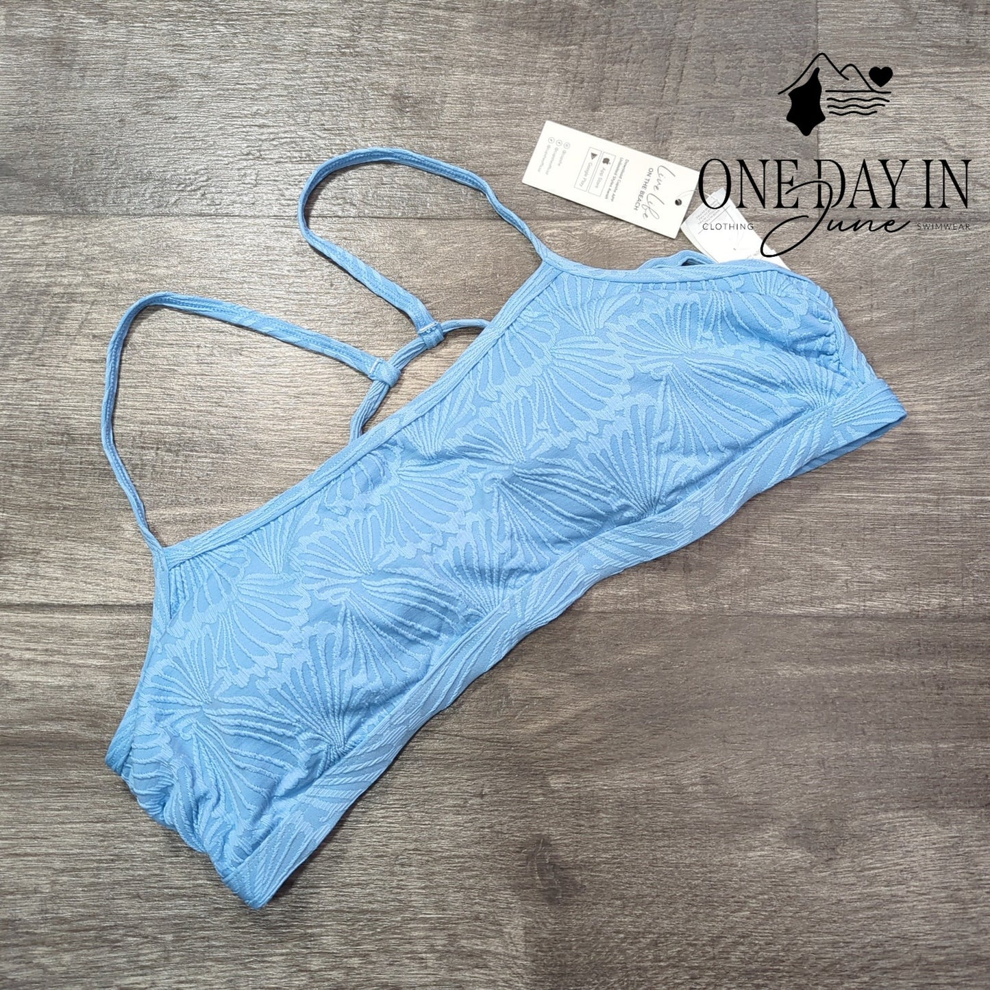 Cupshe Textured Crop Lace Up Bikini Top Size L