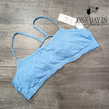 Cupshe Textured Crop Lace Up Bikini Top Size L