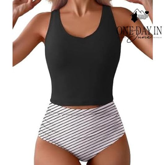 Eomenie High Waist Crop Bikini Swimsuit Size XL