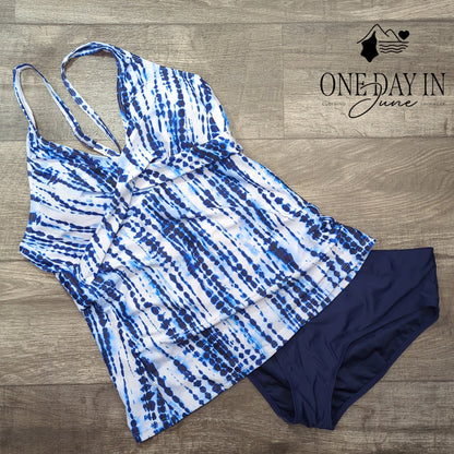 Yonique Cross Back Tankini Swimsuit Size XL