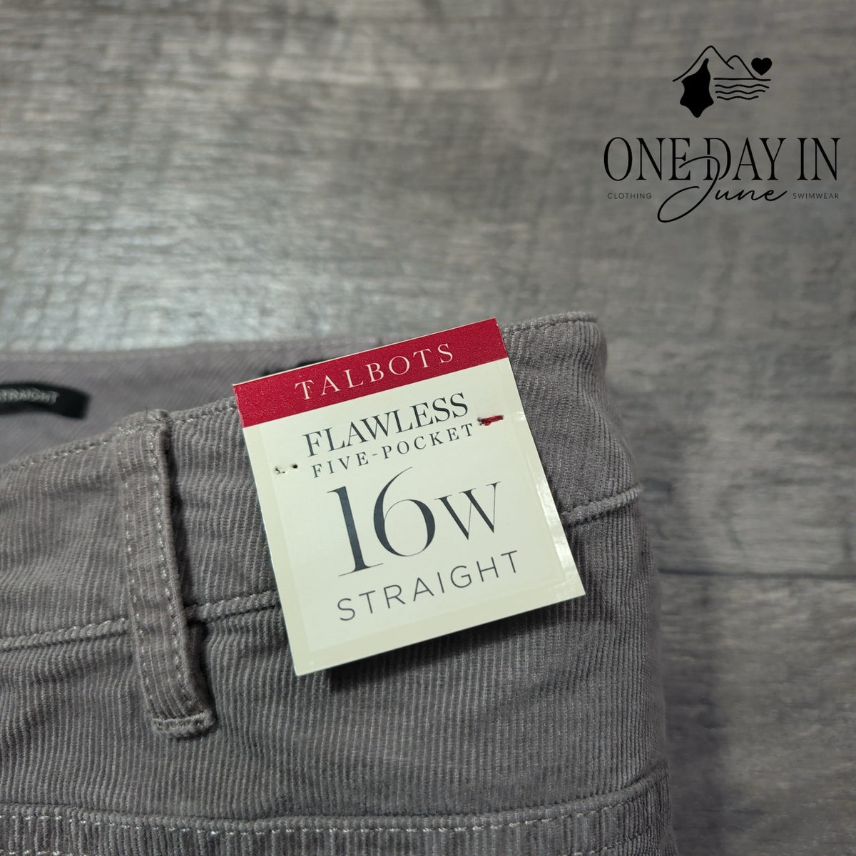 Talbots Flawless Five Pocket Straight Corduroy Pants Gray NWT Size 16W