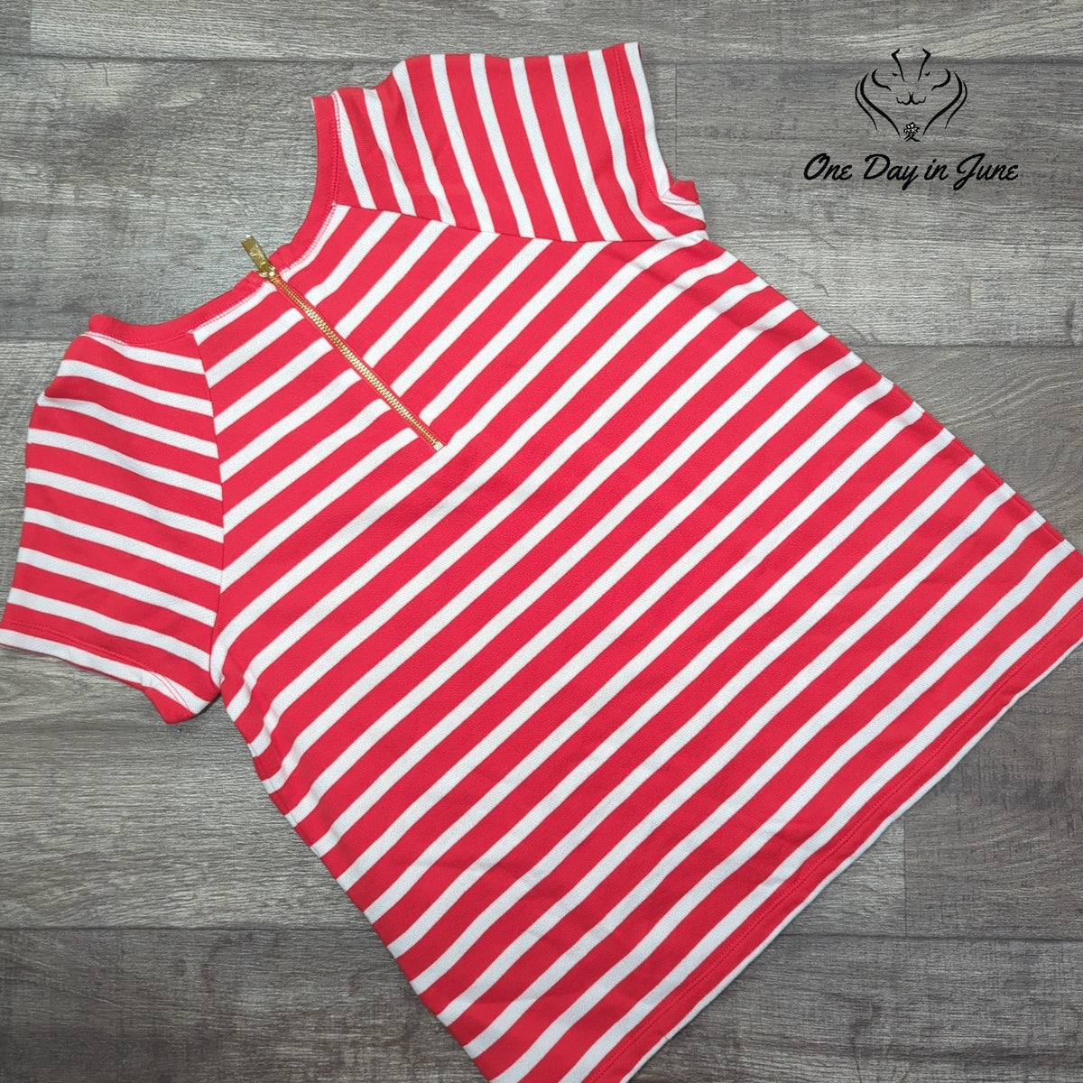 Crown & Ivy Essential Athleisure Striped Short Sleeve Top Red NWT Size M