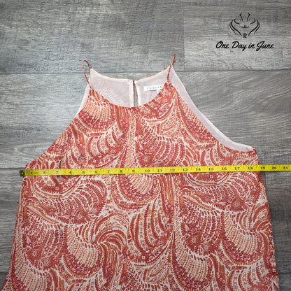 Violet + Claire Sleeveless Layered Top Coral Paisley Print Boho Size M