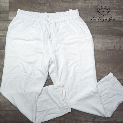 Splendid Womens White Drawstring Pull On Straight Leg Pants Pockets Size XL