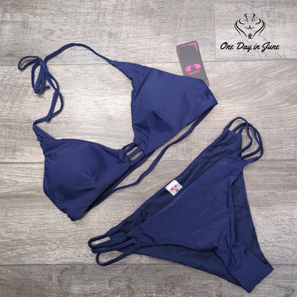 Shekini Halter Cut Out Strappy Bikini Swimsuit Size M