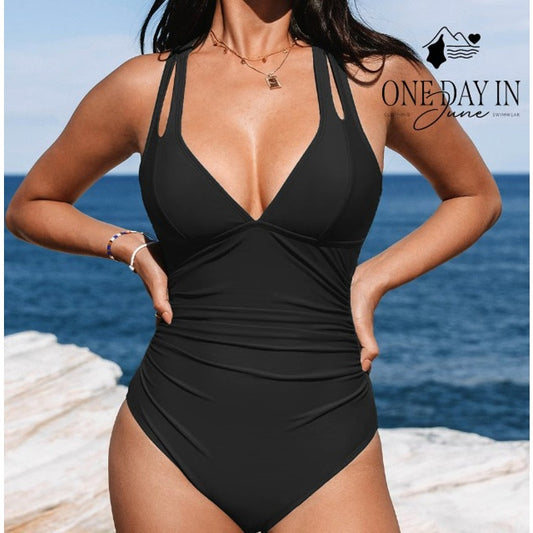 Cupshe V Front Tummy Control One Piece Swimsuit Size L