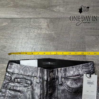 7 For All Mankind High Waist Ankle Skinny Jeans Metallic Snake Print NWT Size 6