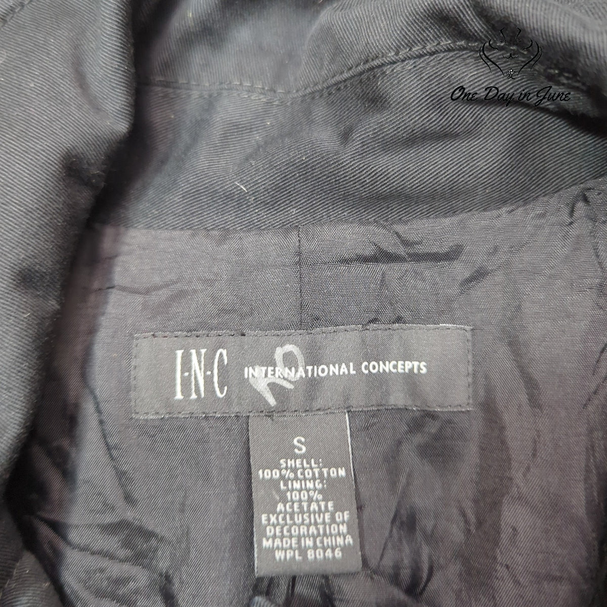 INC International Concepts Black Trench Jacket Gold Silver Sequin Trim Size S