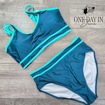 Blooming Jelly High Waist Crop Bikini Swimsuit Size L