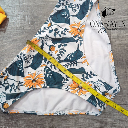 Yonique Halter Floral Tankini Swimsuit Size M