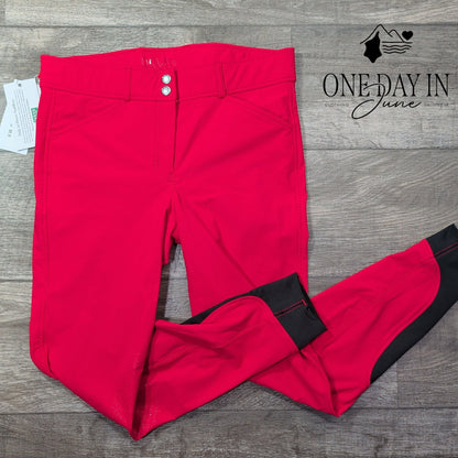 Dover Saddlery Windham Oxford Knee Patch Breeches Red Black NWT Size 6 (28)