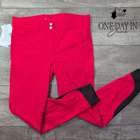 Dover Saddlery Windham Oxford Knee Patch Breeches Red Black NWT Size 6 (28)
