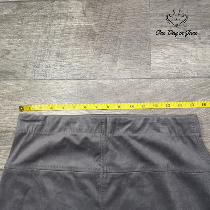 Sophie Max Faux Suede Mini Skirt Gray Comfort Waist Pull On Size M