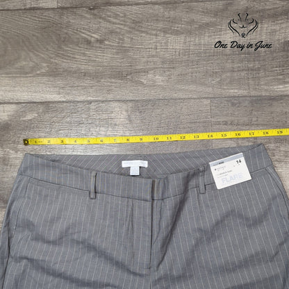 New York & Company City Stretch Luxe Flare Pants Gray Pinstripe NWT Size 14
