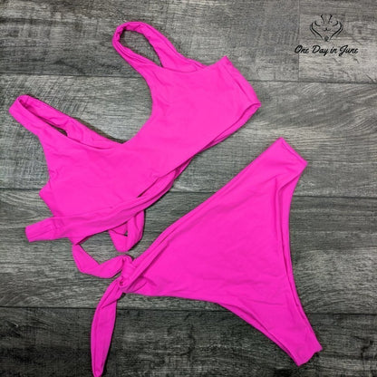 Amzbrly Criss Cross Tie Side Cheeky Bikini Swimsuit Size XL