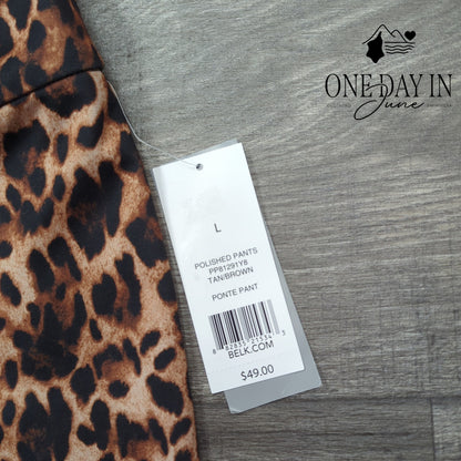 New Directions Leopard Polished Pants Size L