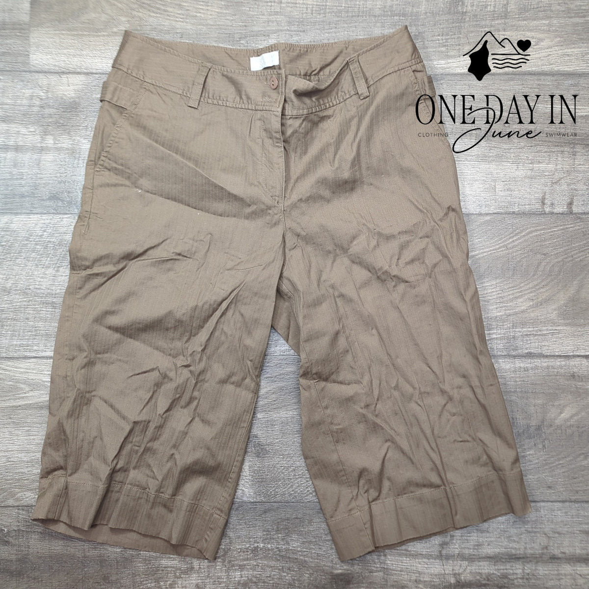 Christopher & Banks Capri Pants Brown Tan Flat Front Cropped NWT Size 12