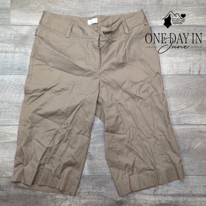 Christopher & Banks Capri Pants Brown Tan Flat Front Cropped NWT Size 12
