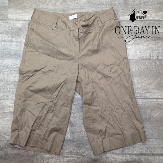 Christopher & Banks Capri Pants Brown Tan Flat Front Cropped NWT Size 12
