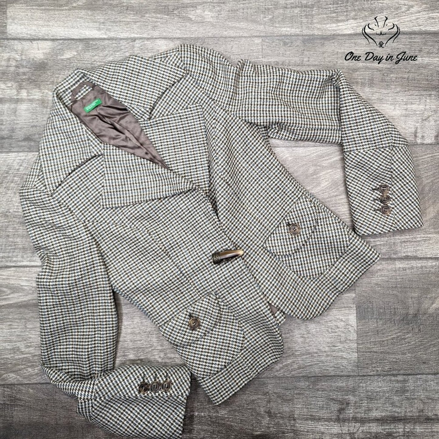 Benetton Vintage Classic Houndstooth Blazer Size 40 (M)