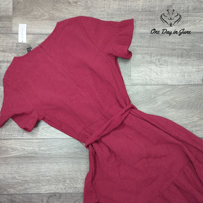 Banana Republic Mini Dress Berry Pink Ruffle Tie Waist NWT $79.99 Size 4